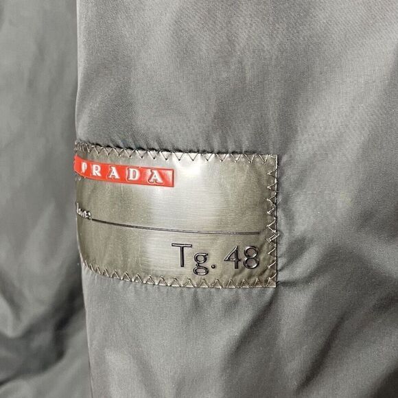 PRADA Mens Gray Full-Zip Nylon Jacket Sz 48 Medium M Wool Collar LOGO - Picture 11 of 15